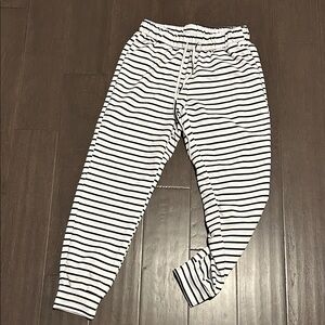 Amazon Black and White Striped Joggers NEW never worn Small